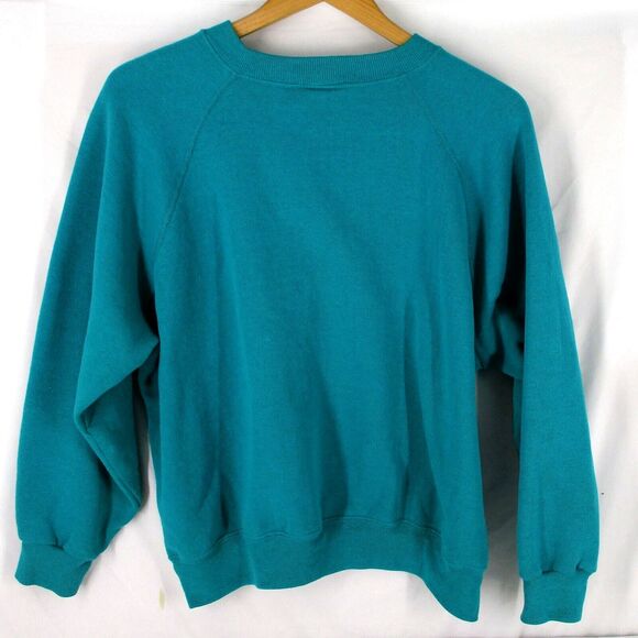 XXL Vintage 90s USA Lee Sturdy Sweats Womens Raglan Crewneck Sweatshirt Teal - Picture 2 of 8